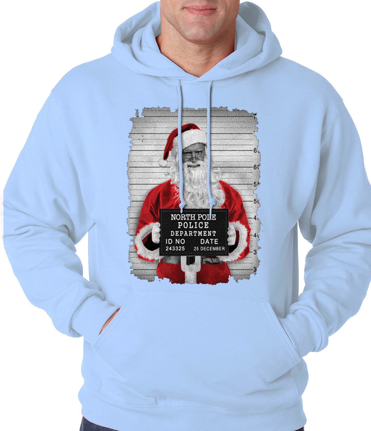 Santa Mug Shot Funny Adult Hoodie