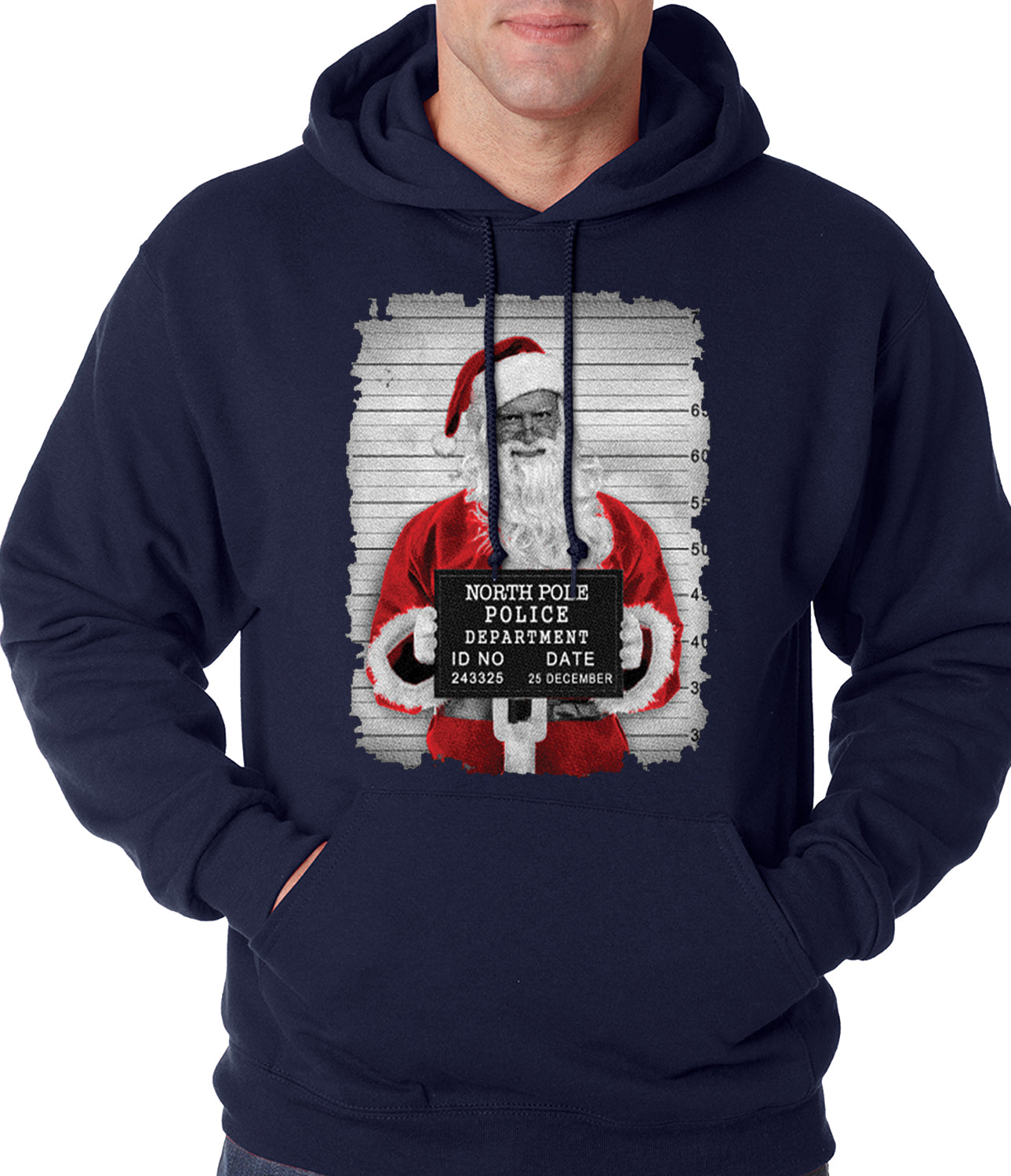 Santa Mug Shot Funny Adult Hoodie