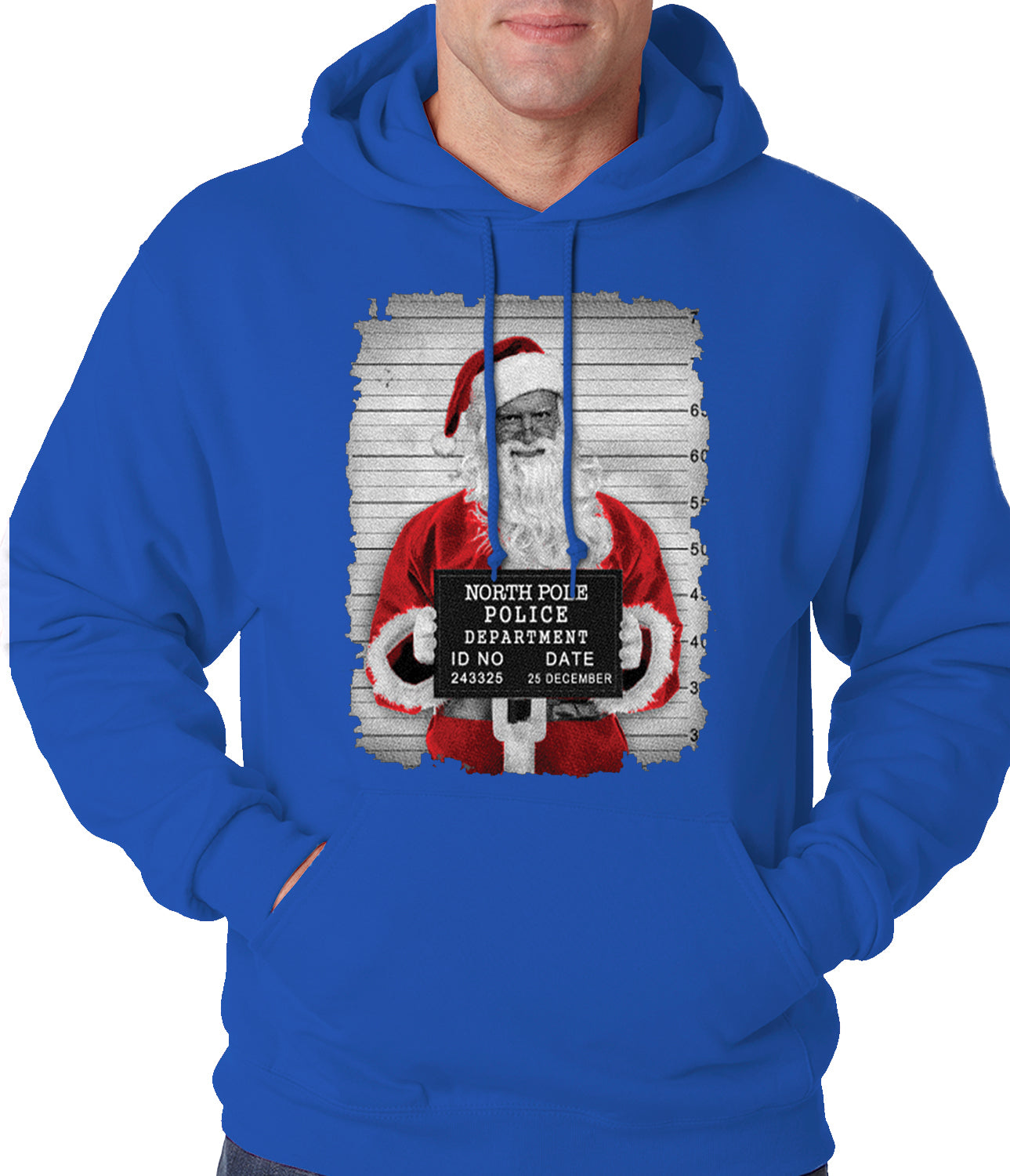 Santa Mug Shot Funny Adult Hoodie