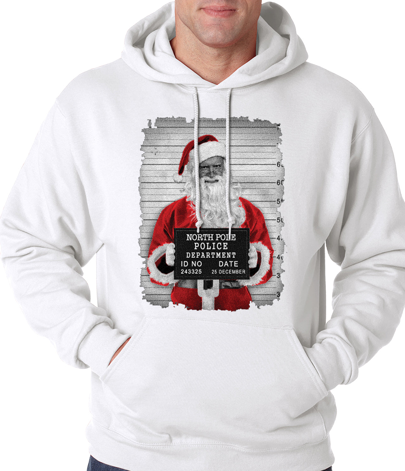 Santa Mug Shot Funny Adult Hoodie