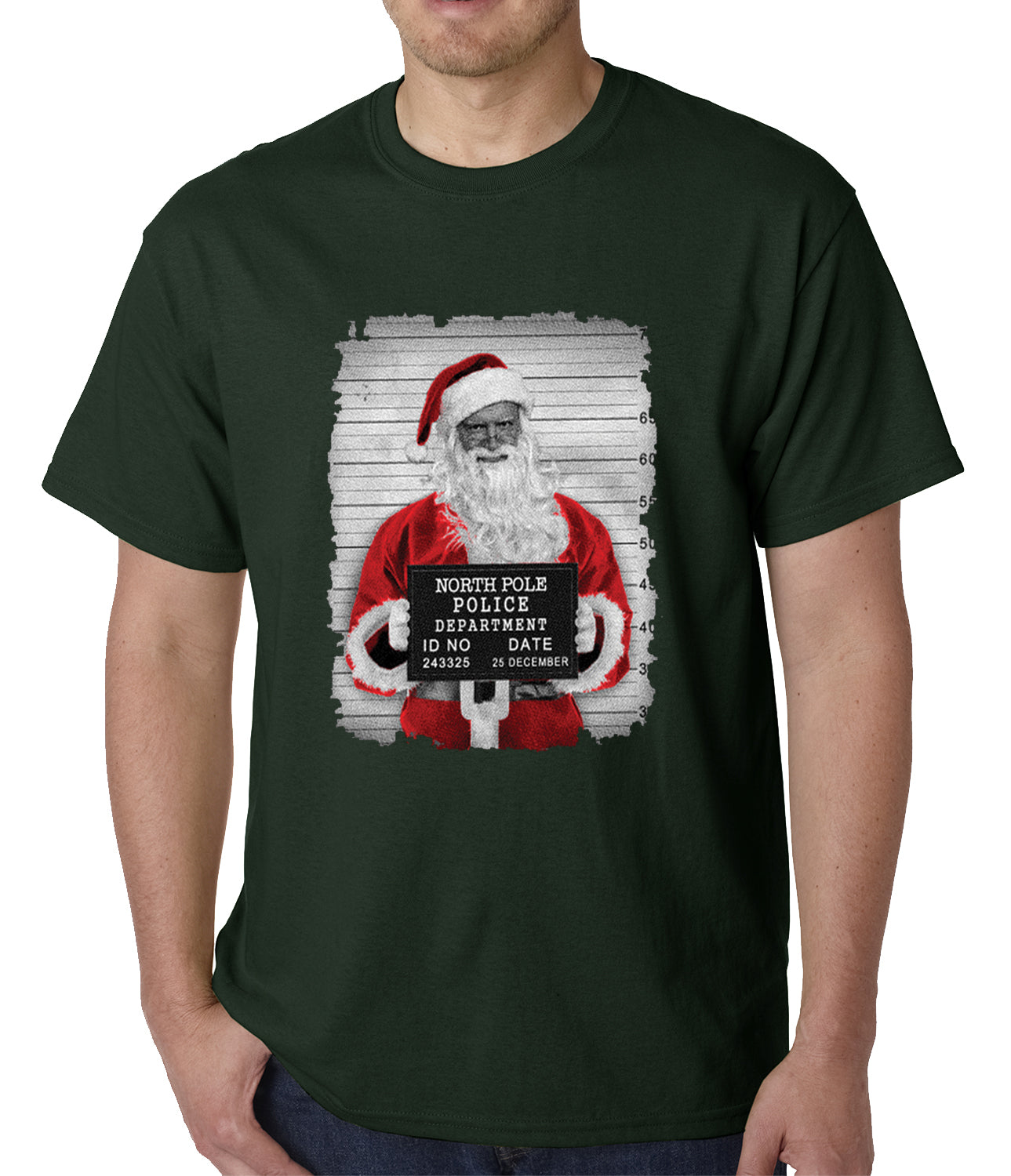 Santa Mug Shot Funny Mens T-shirt