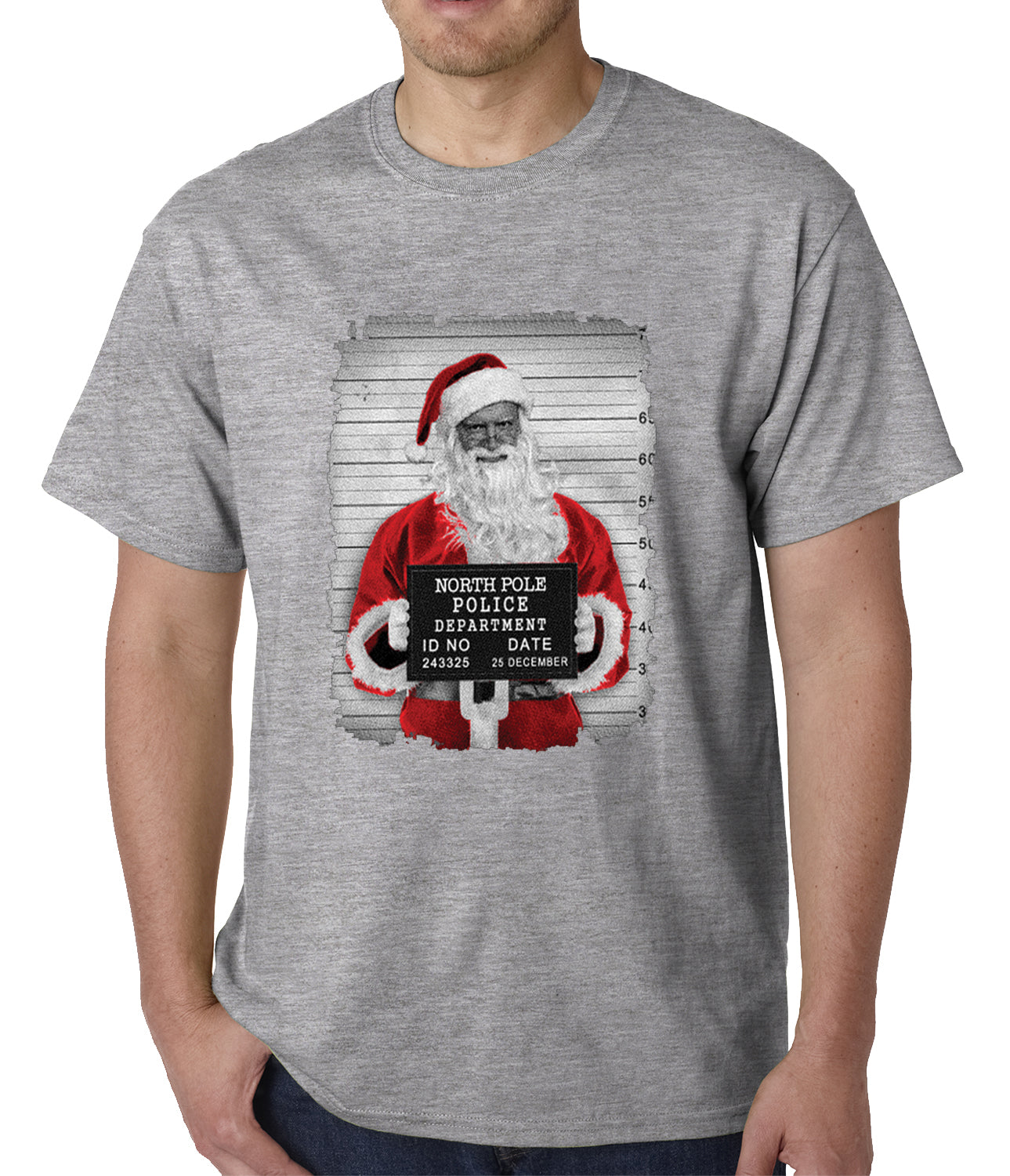Santa Mug Shot Funny Mens T-shirt
