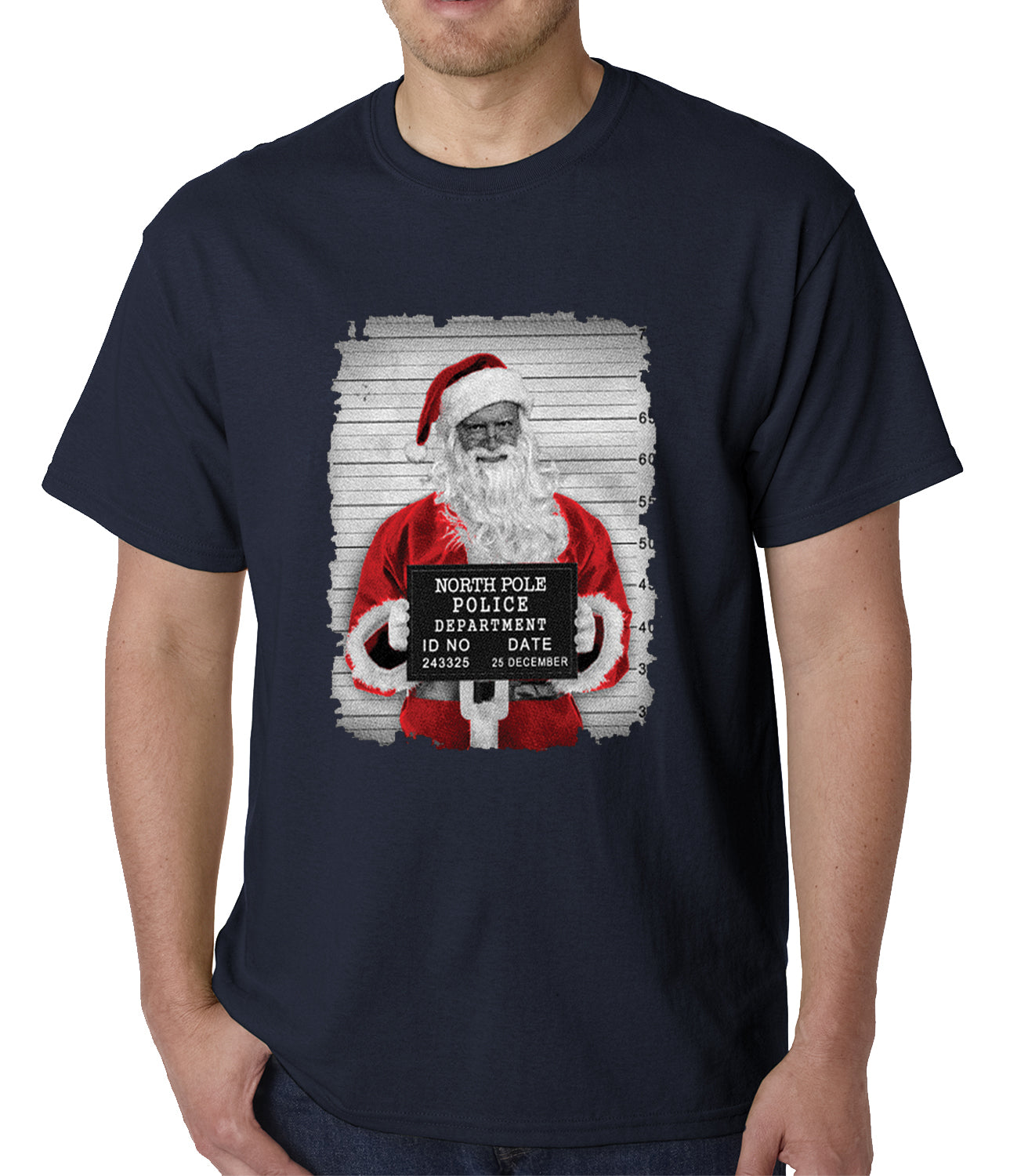 Santa Mug Shot Funny Mens T-shirt