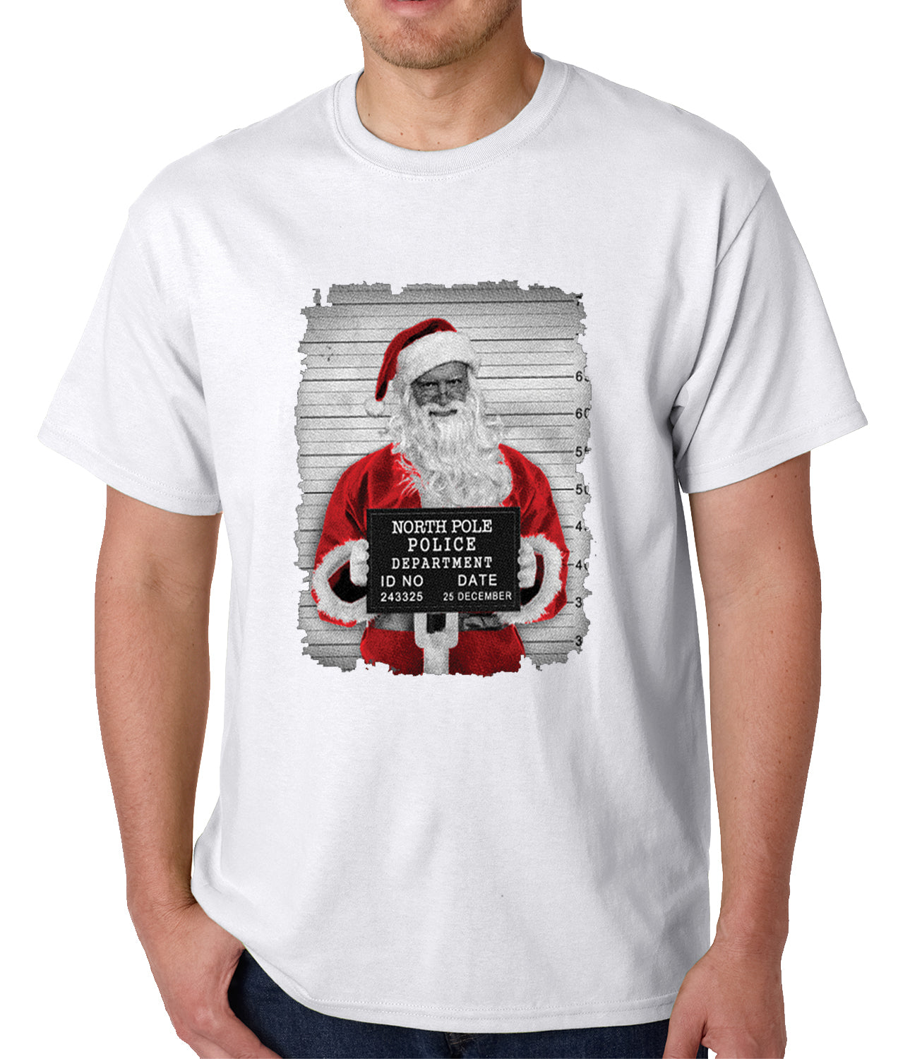 Santa Mug Shot Funny Mens T-shirt