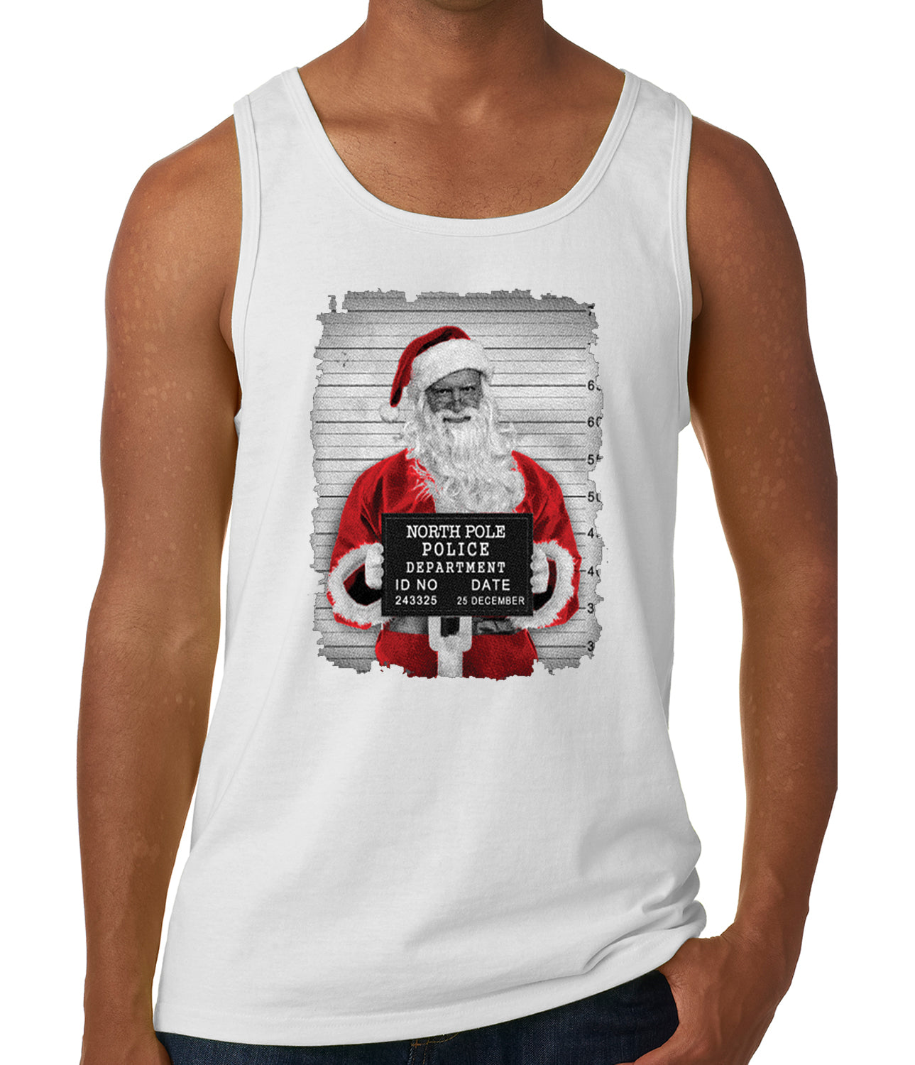 Santa Mug Shot Funny Tank Top