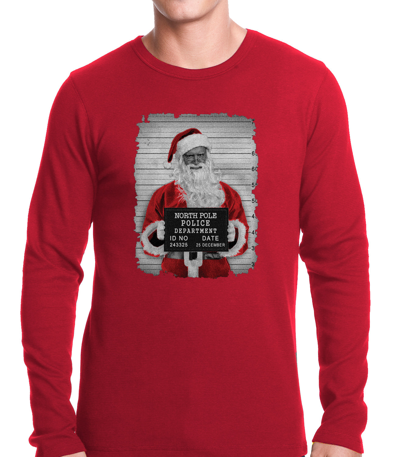 Santa Mug Shot Funny Thermal Shirt