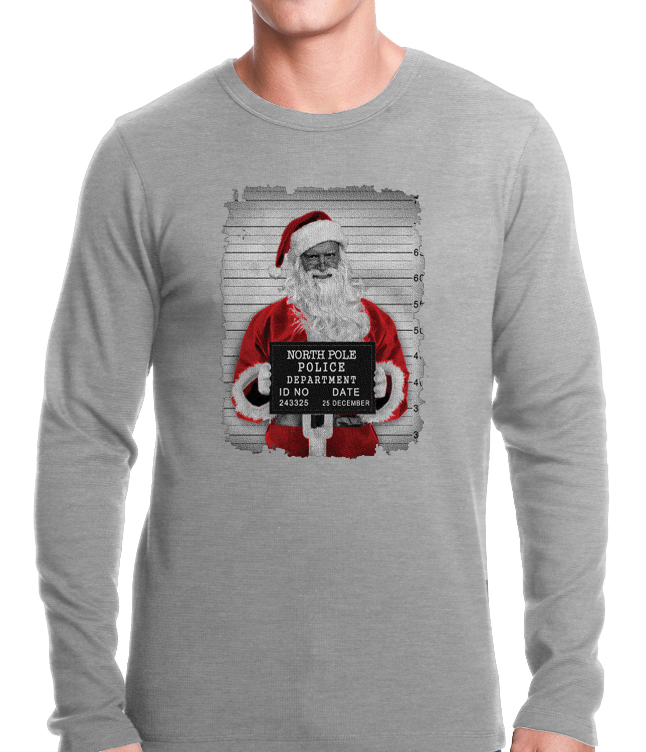 Santa Mug Shot Funny Thermal Shirt