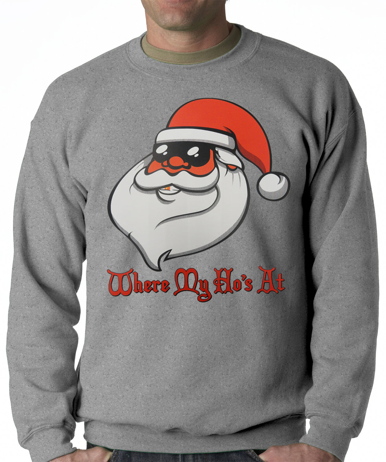 Santa - Where My Ho's At Adult Crewneck