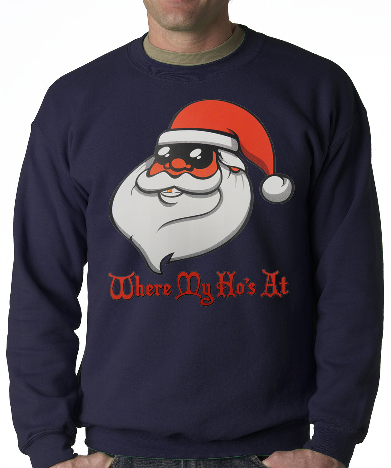 Santa - Where My Ho's At Adult Crewneck