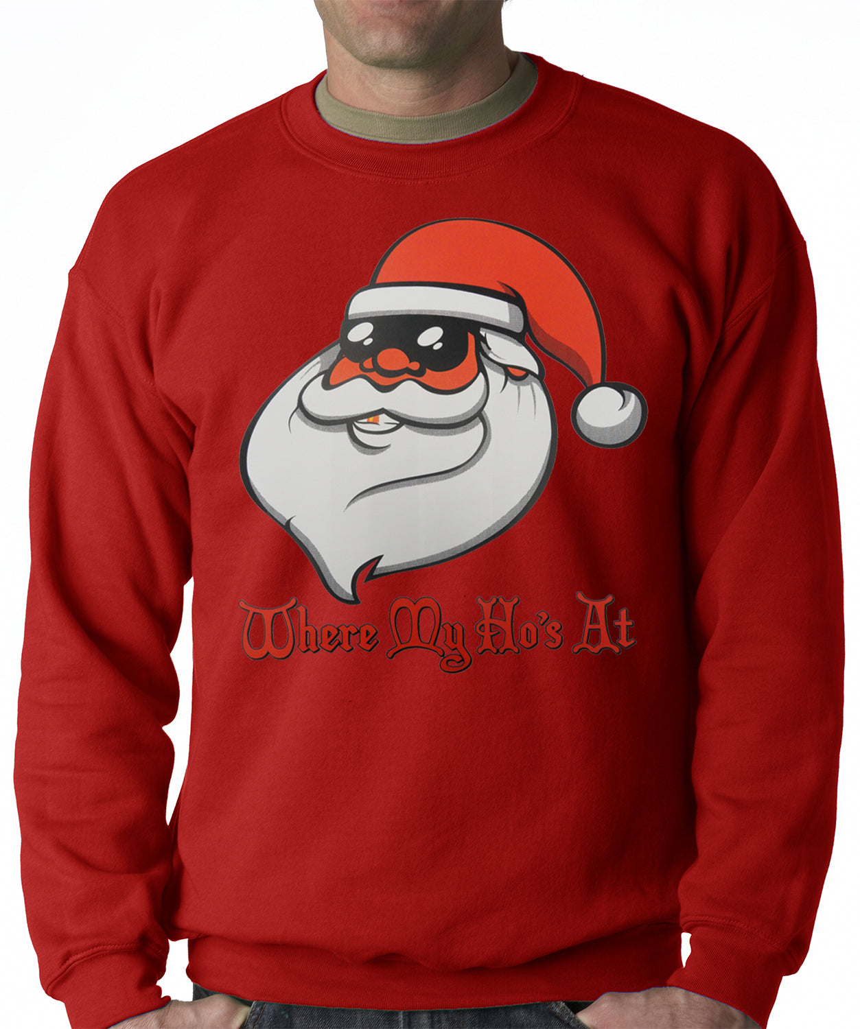 Santa - Where My Ho's At Adult Crewneck