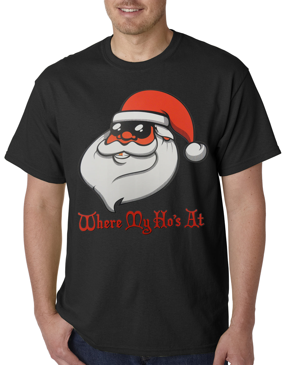 Santa - Where My Ho's At Mens T-shirt