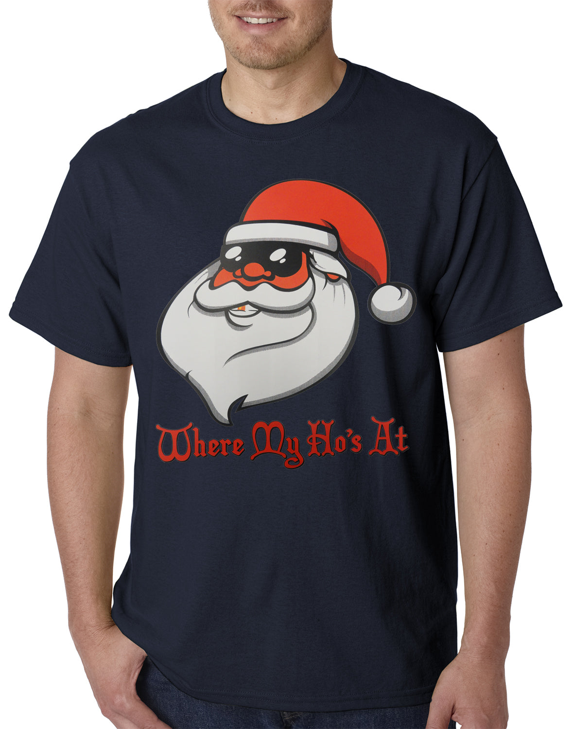 Santa - Where My Ho's At Mens T-shirt