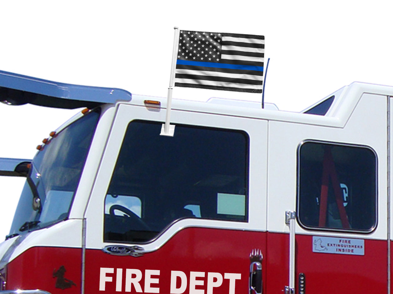 Set of 2 Blue Line American Flag Car Window Flags