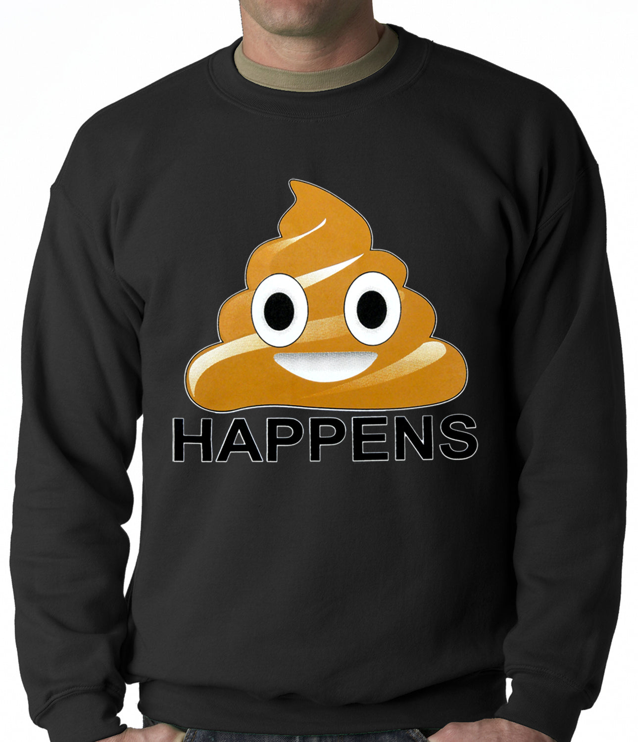 Sh*t Happens Funny Emoji Adult Crewneck