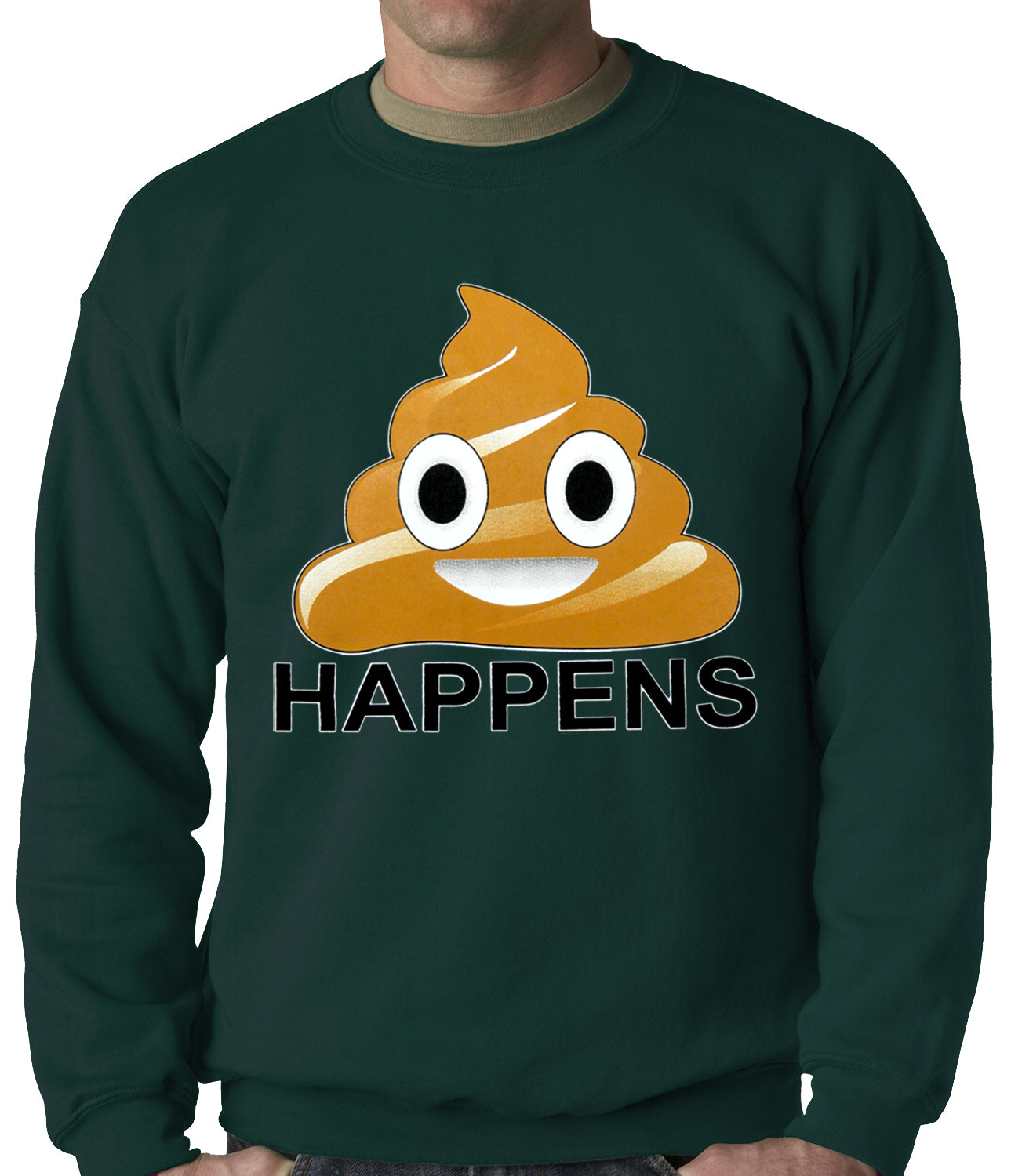 Sh*t Happens Funny Emoji Adult Crewneck