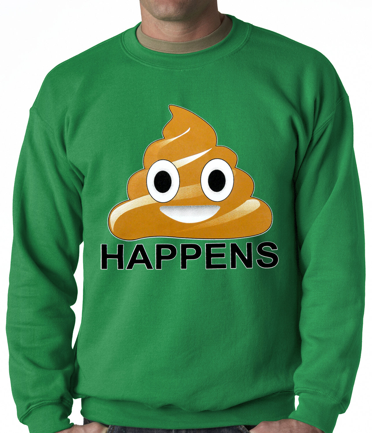 Sh*t Happens Funny Emoji Adult Crewneck