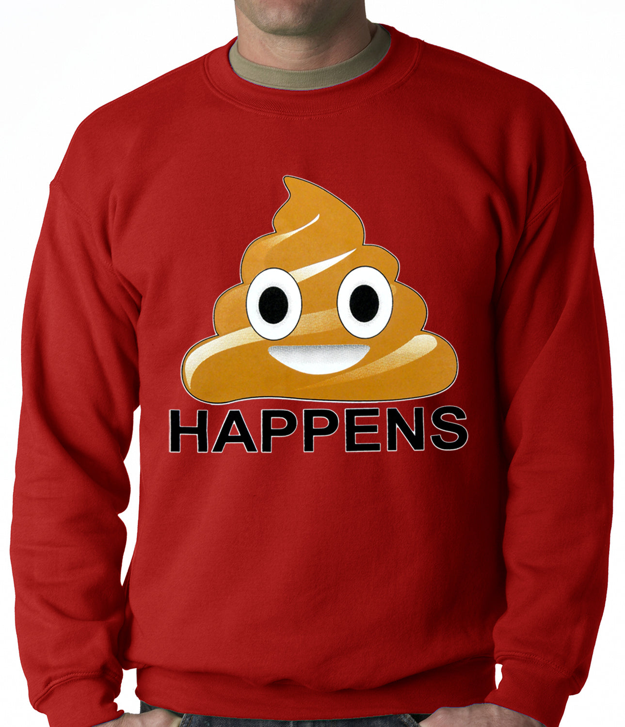 Sh*t Happens Funny Emoji Adult Crewneck
