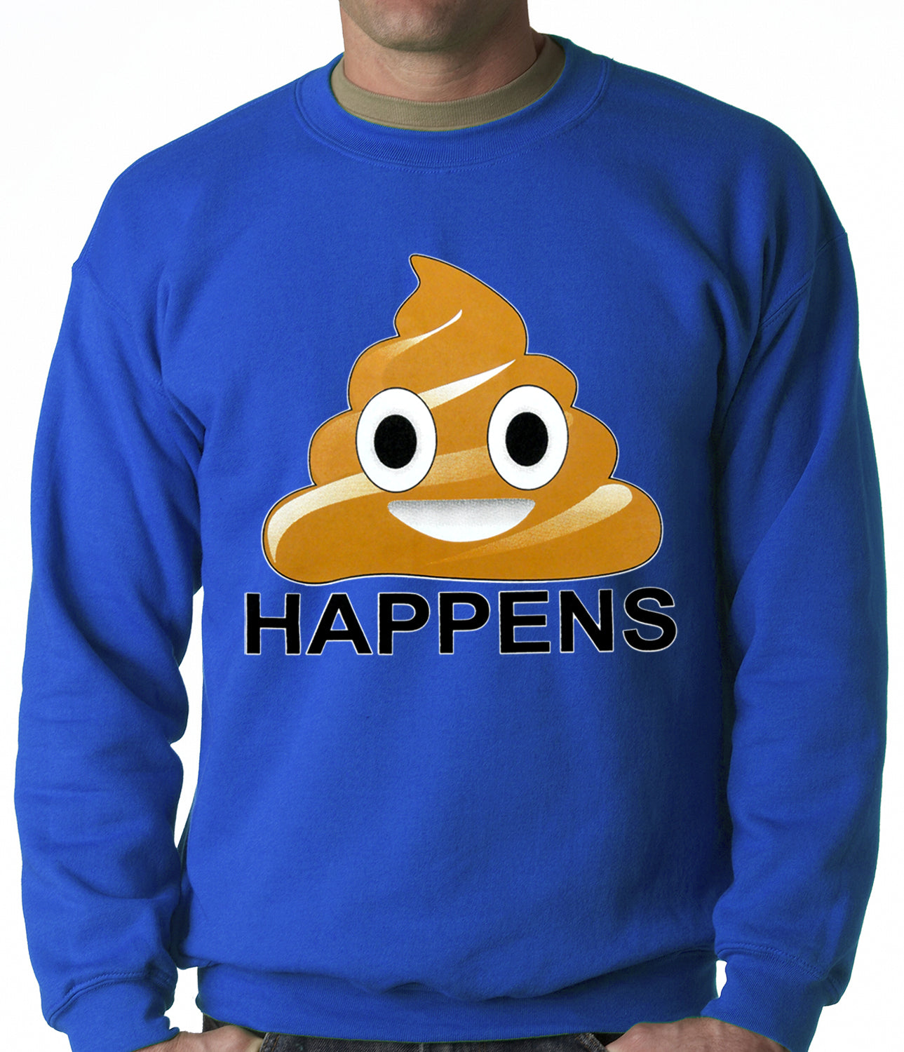 Sh*t Happens Funny Emoji Adult Crewneck