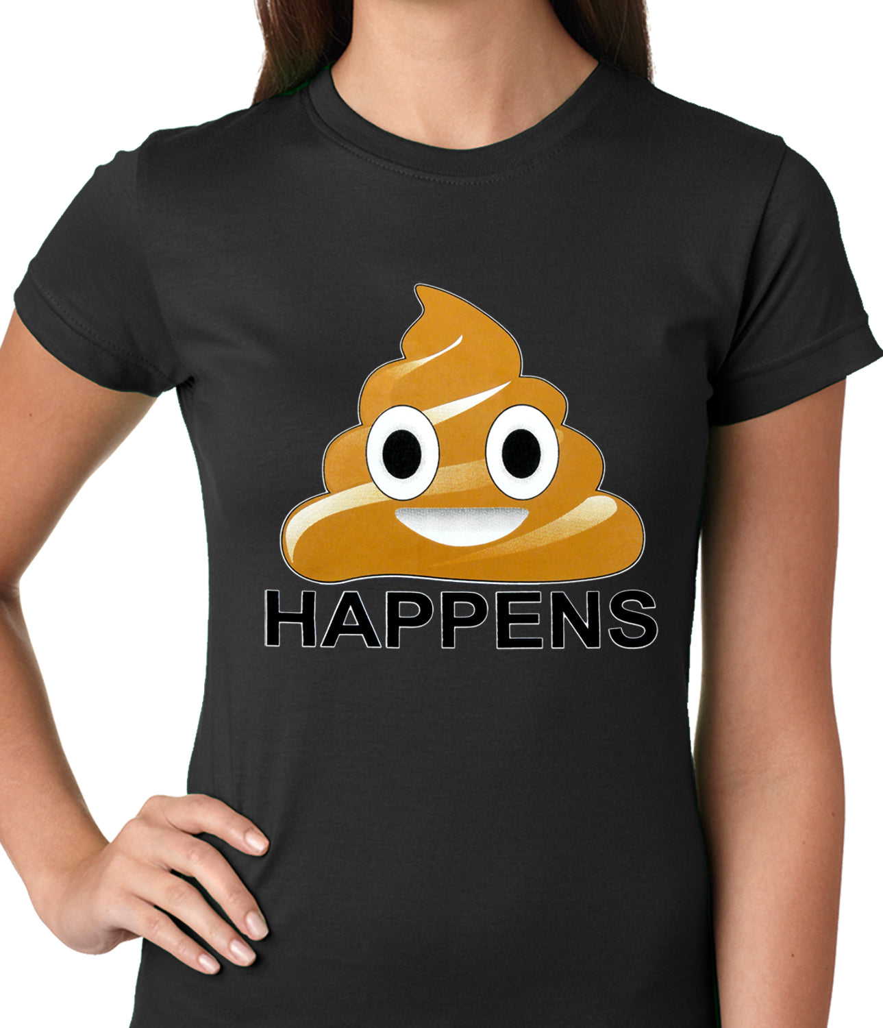 Sh*t Happens Funny Emoji Ladies T-shirt