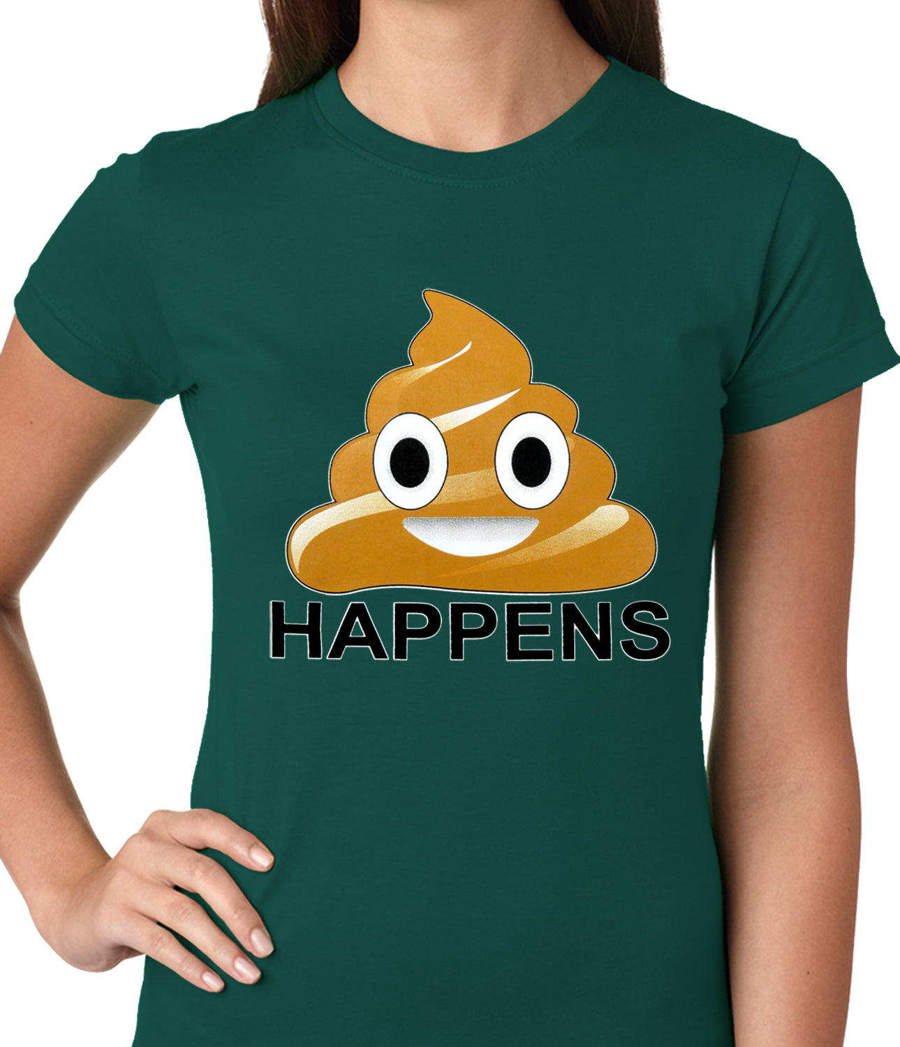 Sh*t Happens Funny Emoji Ladies T-shirt