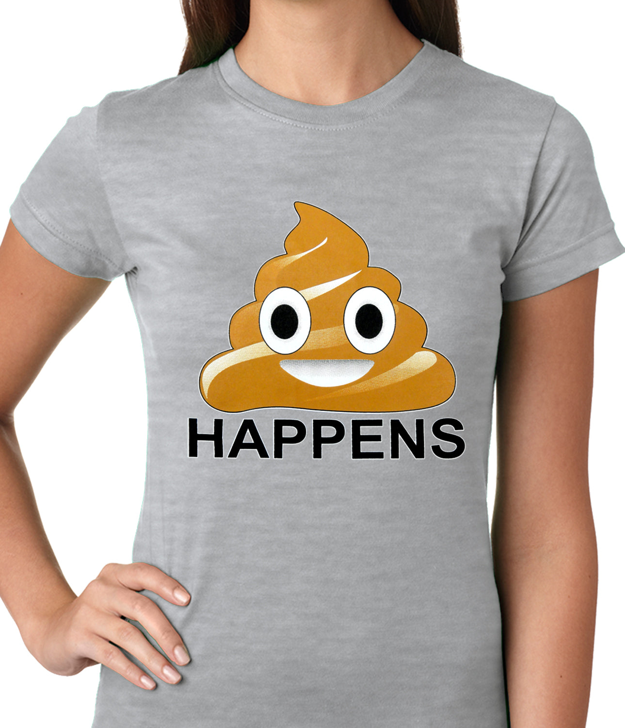 Sh*t Happens Funny Emoji Ladies T-shirt