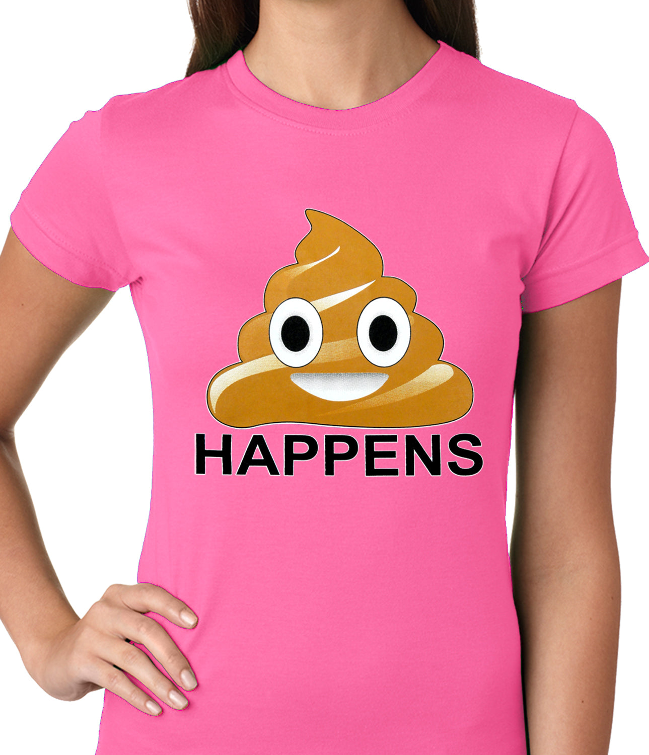 Sh*t Happens Funny Emoji Ladies T-shirt