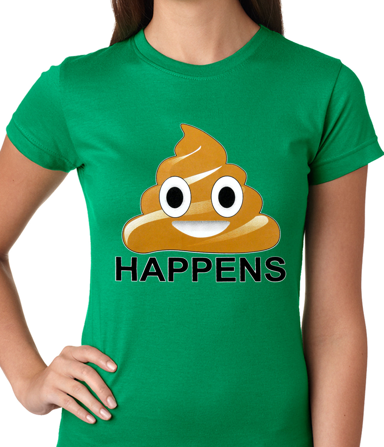 Sh*t Happens Funny Emoji Ladies T-shirt
