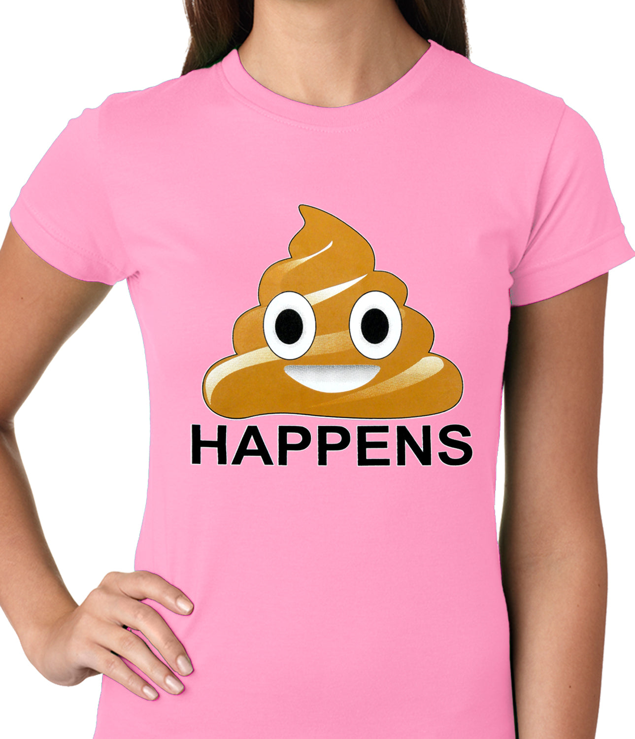 Sh*t Happens Funny Emoji Ladies T-shirt