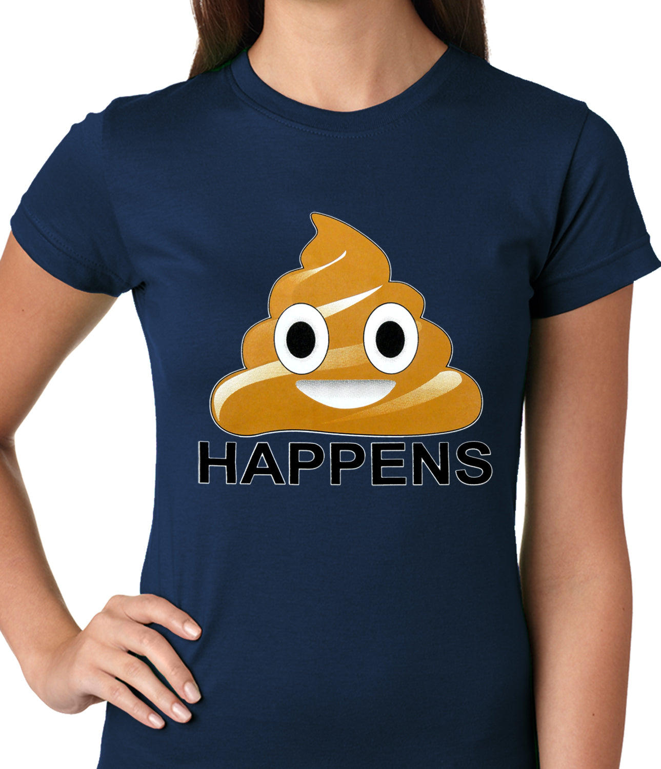 Sh*t Happens Funny Emoji Ladies T-shirt