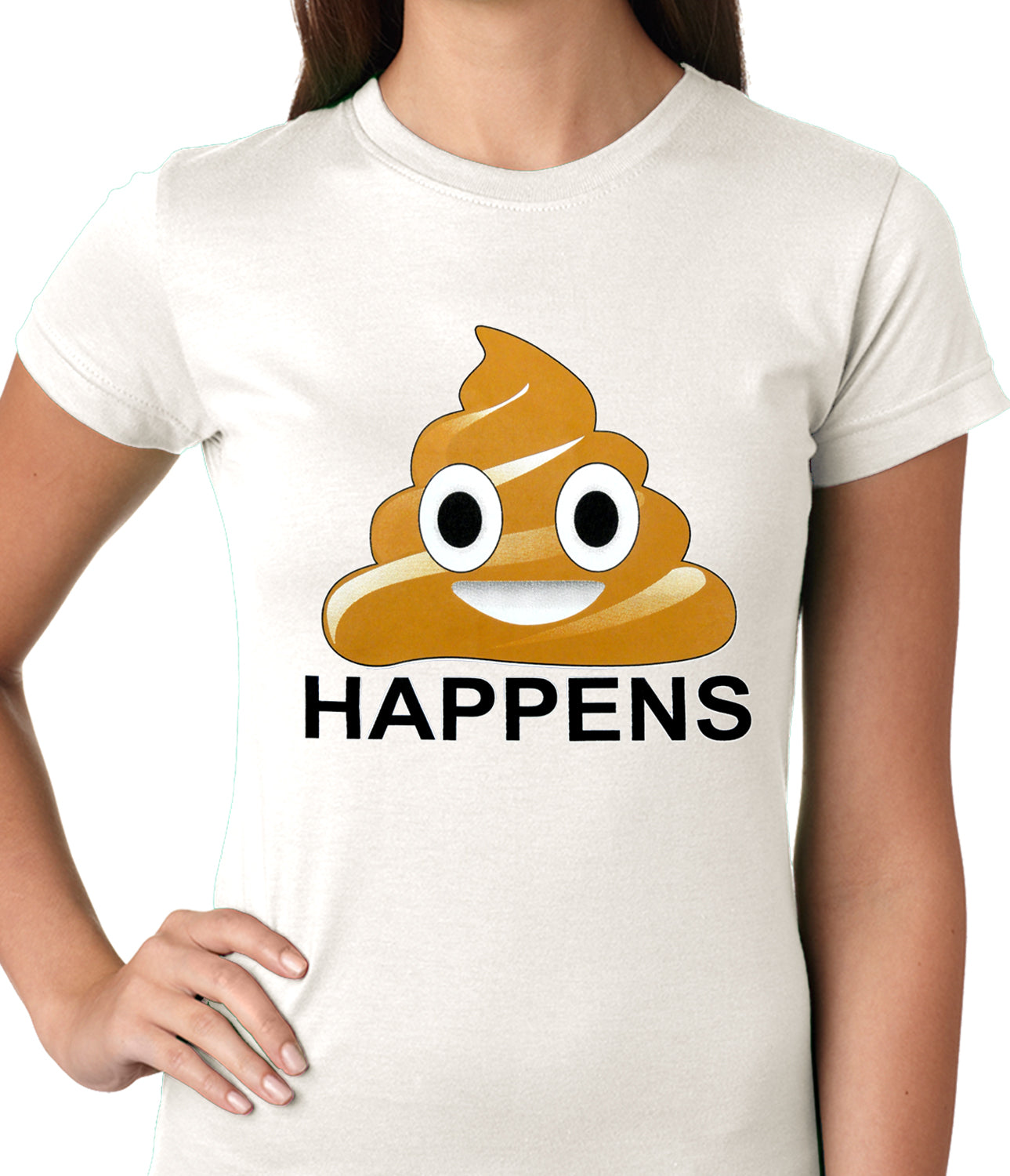 Sh*t Happens Funny Emoji Ladies T-shirt