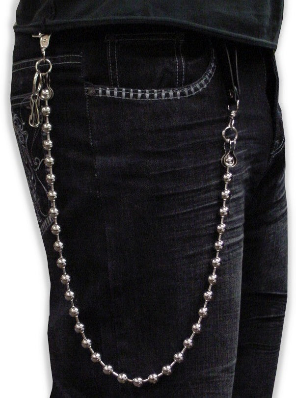Silver Ball 30 inch Jean & Wallet Chain