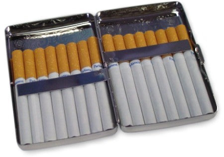 Silver Etched Floral Cigarette Case (For Regular Size & 100's)