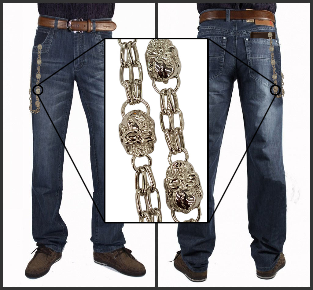 Silver Skull of Death Jean and Wallet Chain