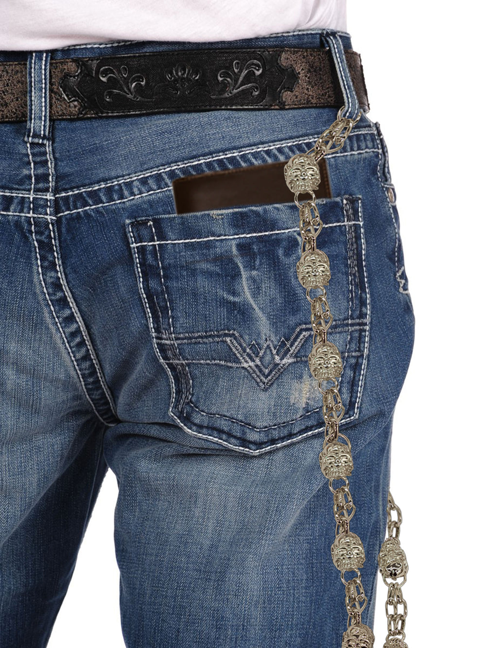 Silver Skull of Death Jean and Wallet Chain