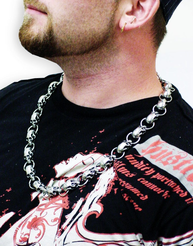 Skull Pile Chain of Skulls 30 inch Jean Chain