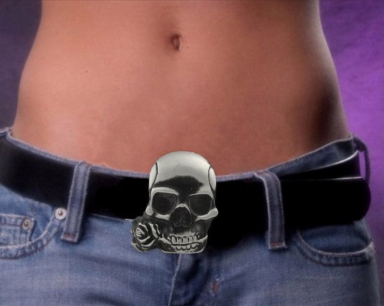 Skull & Rose Belt Buckle Ipod Nano Holster With FREE Belt