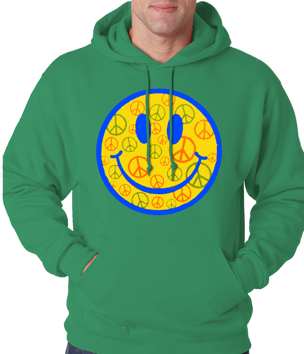 Smiley Face Peace Signs All Over Adult Hoodie