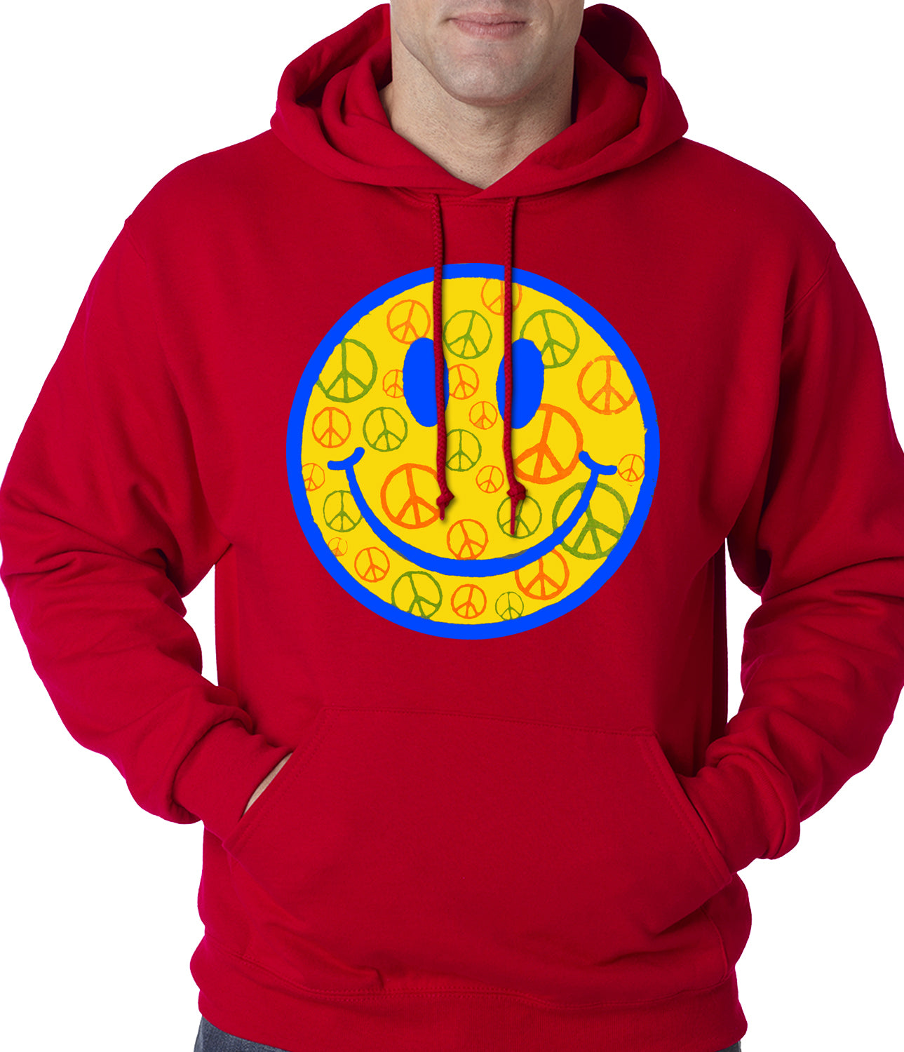 Smiley Face Peace Signs All Over Adult Hoodie
