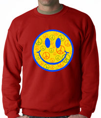 Smiley Face Peace Signs All Over Crewneck Sweatshirt