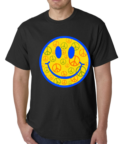 Smiley Face Peace Signs All Over Mens T-shirt – Bewild