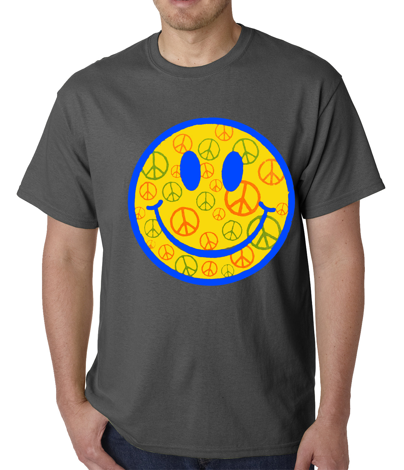 Smiley Face Peace Signs All Over Mens T-shirt