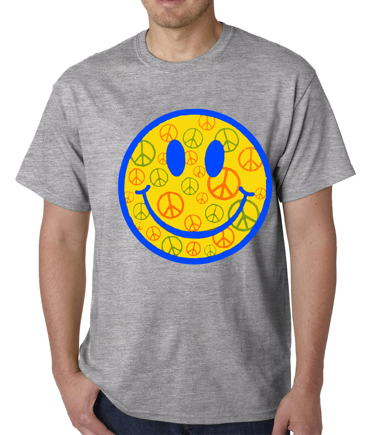 Smiley Face Peace Signs All Over Mens T-shirt