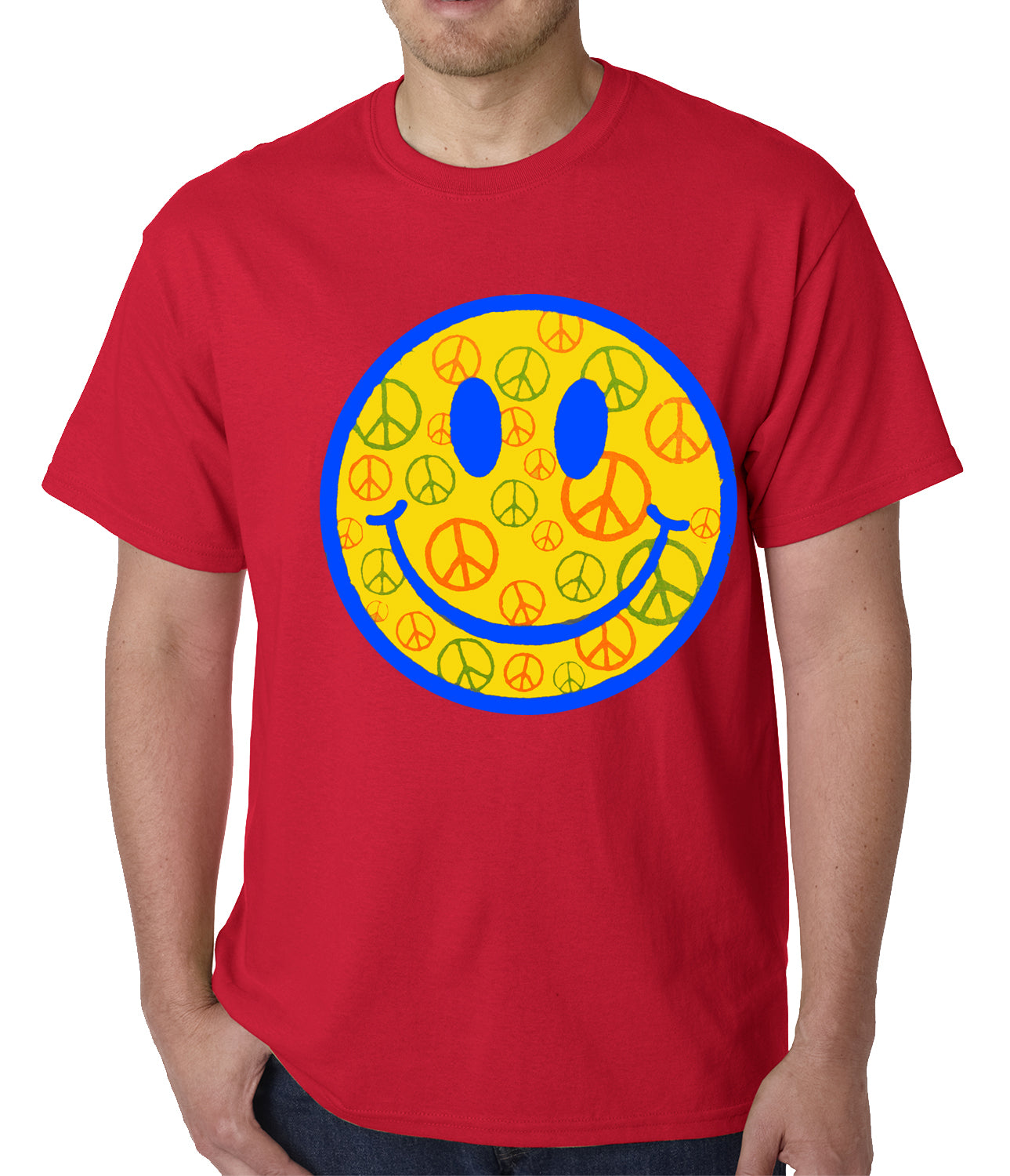 Smiley Face Peace Signs All Over Mens T-shirt