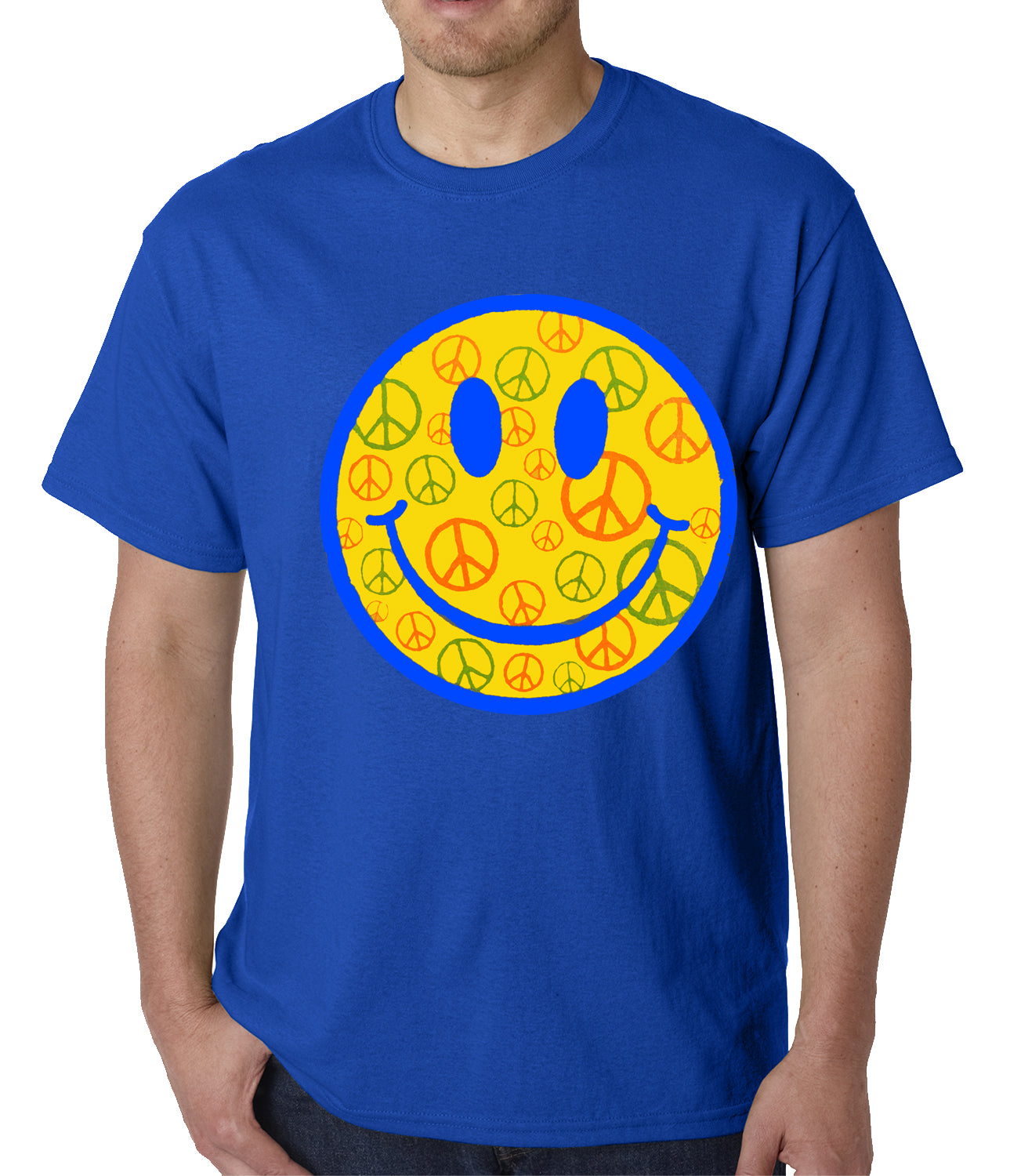Smiley Face Peace Signs All Over Mens T-shirt