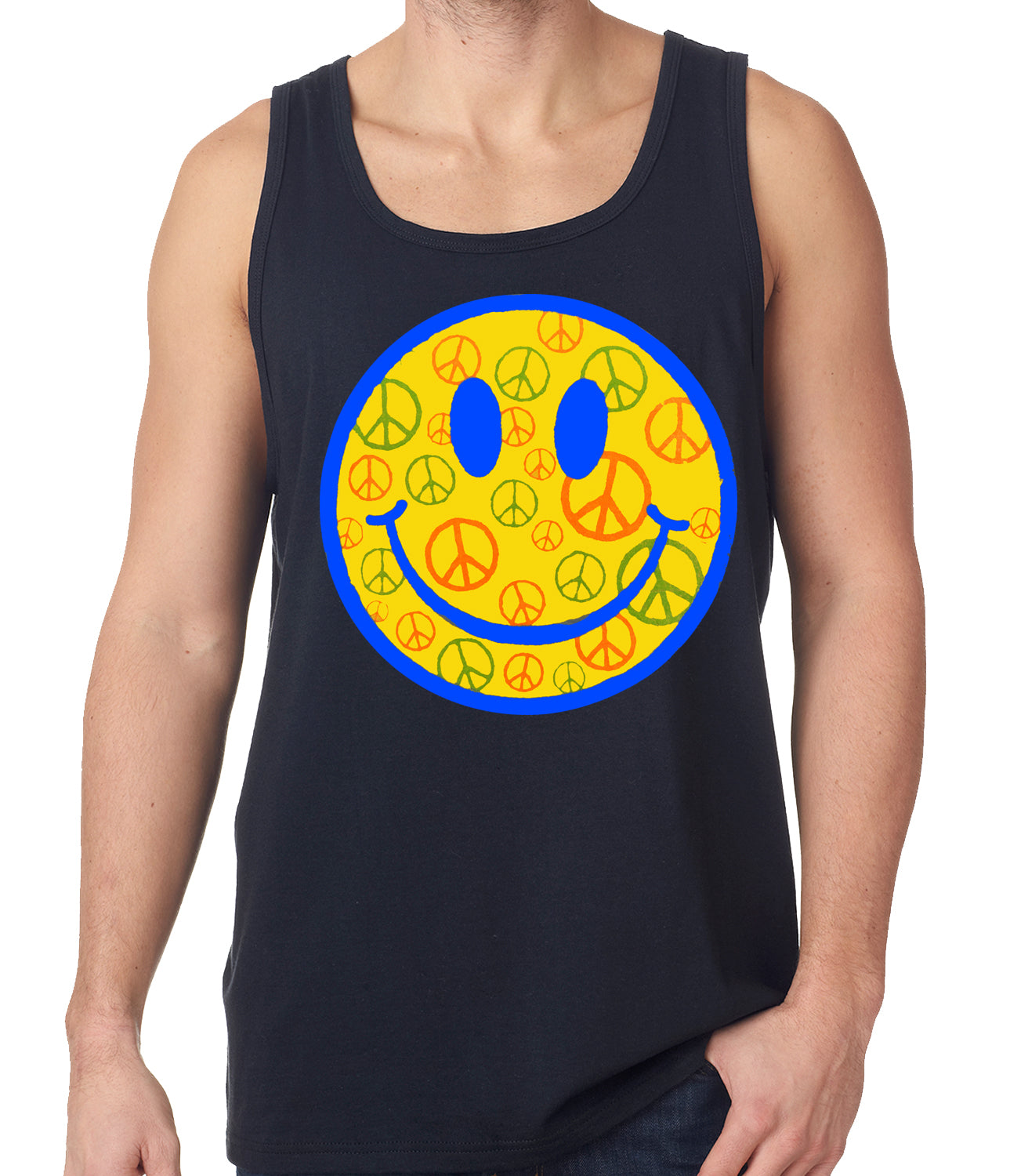 Smiley Face Peace Signs All Over Tank Top