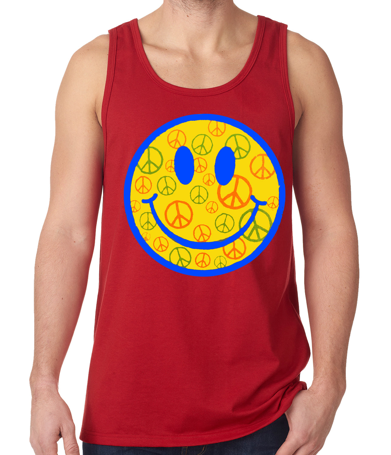 Smiley Face Peace Signs All Over Tank Top
