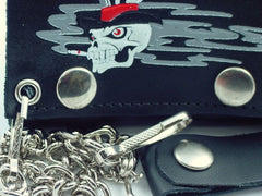 Smokin' Ace Skull Genuine Leather Chain Wallet
