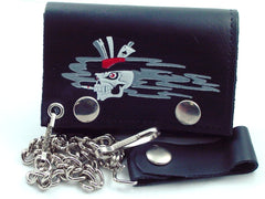 Smokin' Ace Skull Genuine Leather Chain Wallet