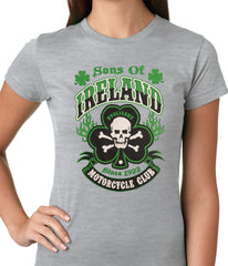 Sons of Ireland Shamrock Skull Biker Girls T-shirt