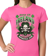 Sons of Ireland Shamrock Skull Biker Girls T-shirt